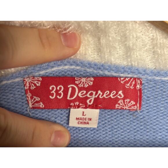 33 Degrees Sweater Cardigan Christmas Large Sheep Sequins Tree Cabin Poinsettia - Picture 7 of 9